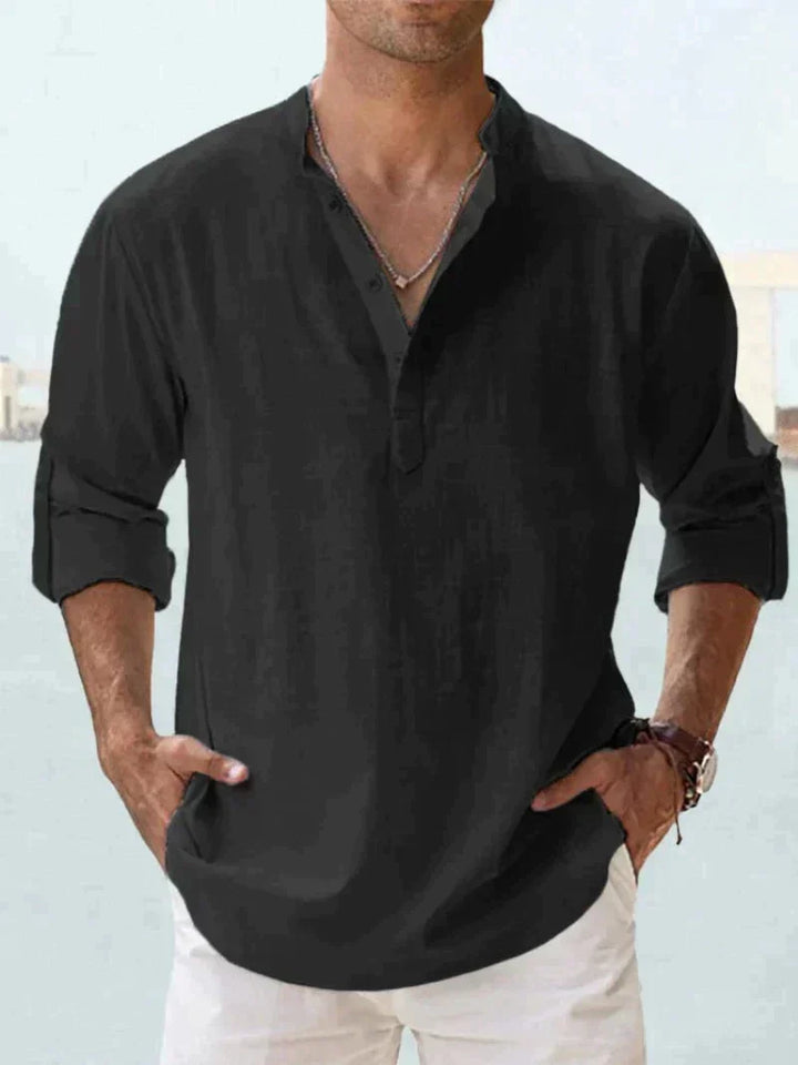 Mason | Refined Button-Placket Roll-Sleeve Linen Shirt