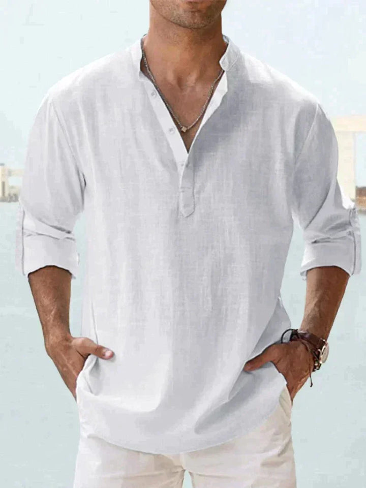 Mason | Refined Button-Placket Roll-Sleeve Linen Shirt
