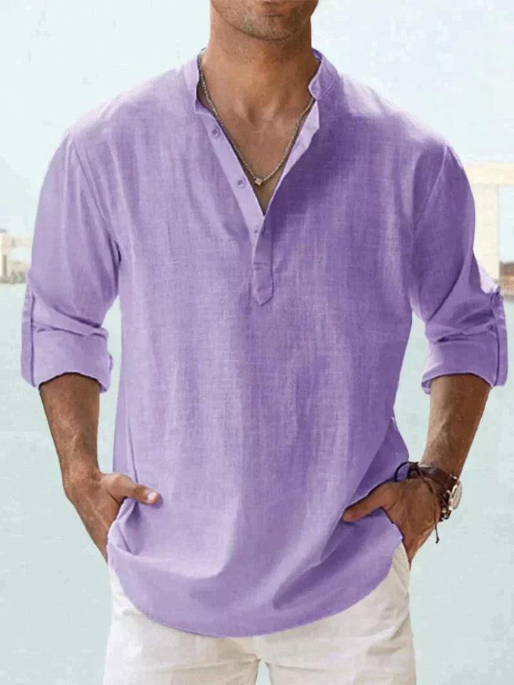 Mason | Refined Button-Placket Roll-Sleeve Linen Shirt