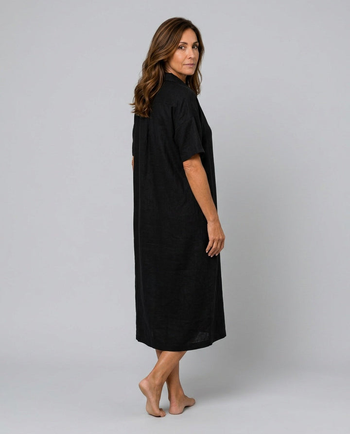 Matilda | Classic Short Sleeve Midi Linen Dress Women