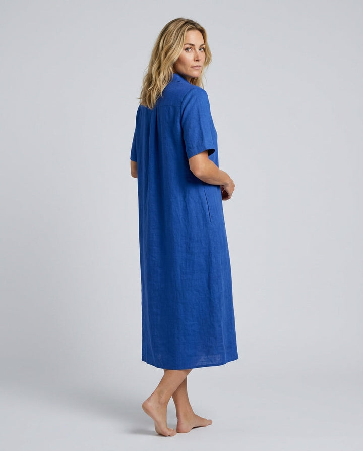 Matilda | Classic Short Sleeve Midi Linen Dress Women