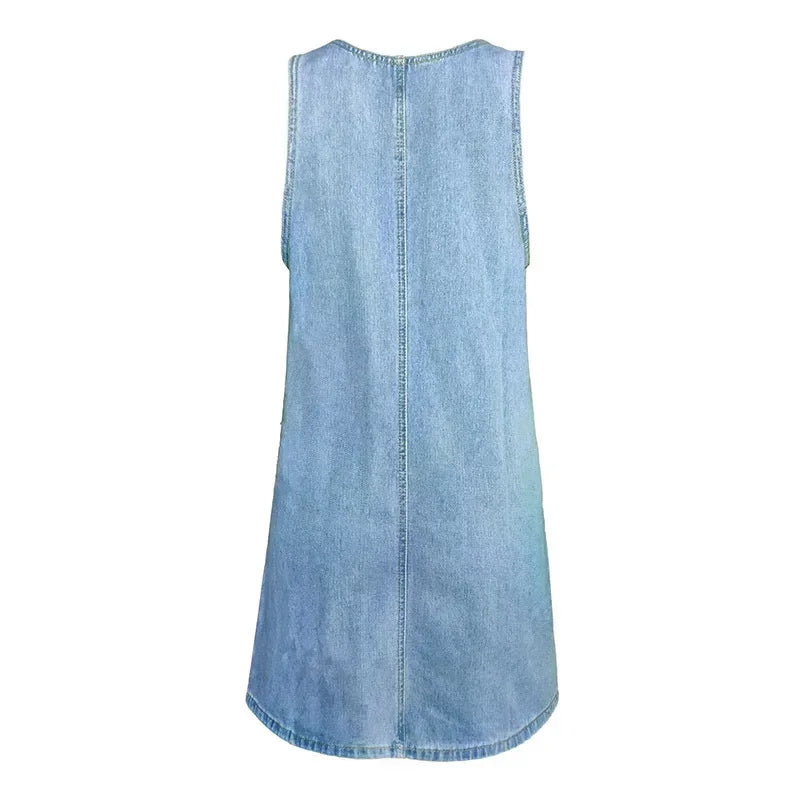 Matilda | Cosy Square Neck Denim Dress with Pockets