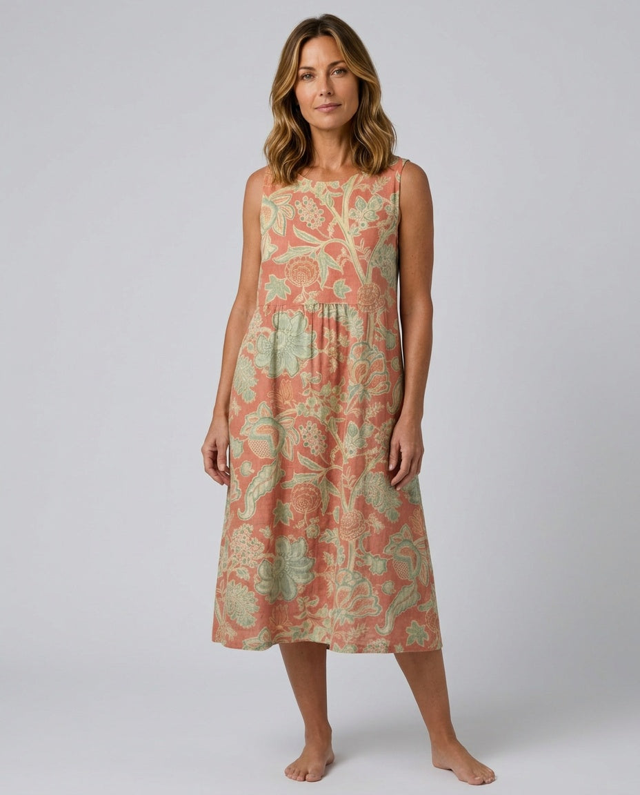 Matilda | Effortless Floral Print Sleeveless Midi Casual Dress