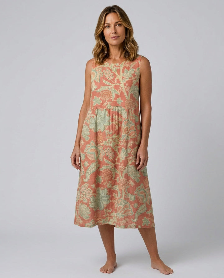 Matilda | Effortless Floral Print Sleeveless Midi Casual Dress