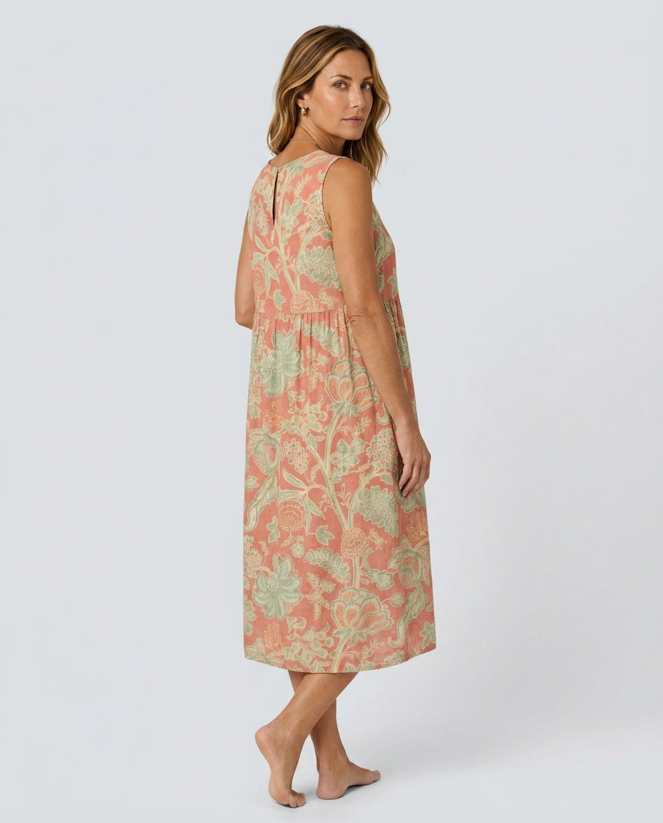 Matilda | Effortless Floral Print Sleeveless Midi Casual Dress