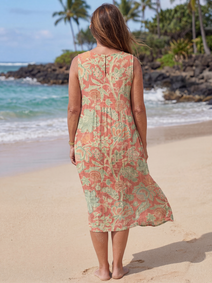 Matilda | Effortless Floral Print Sleeveless Midi Casual Dress
