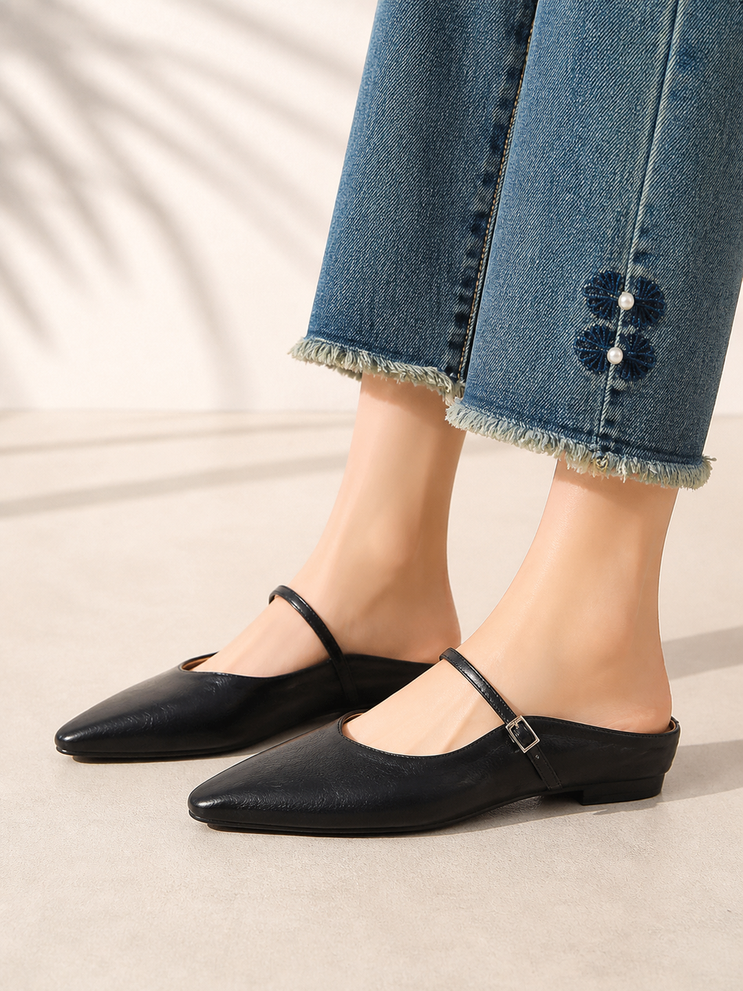 Matilda | Polished Pointed Toe Slip-On Mules
