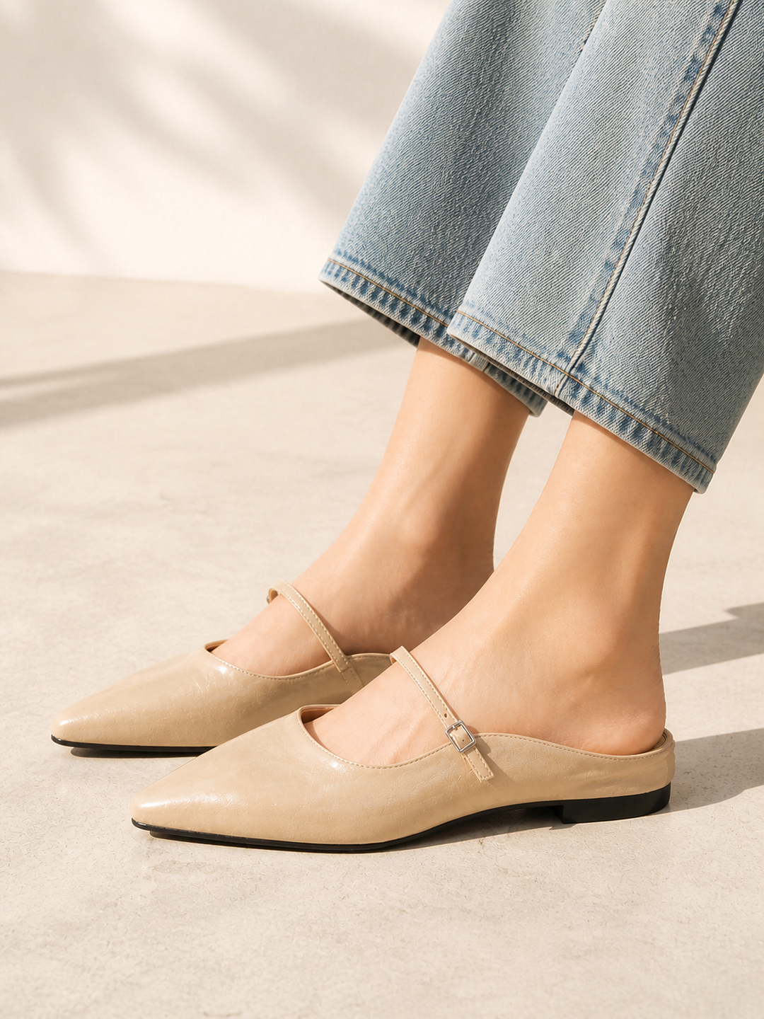 Matilda | Polished Pointed Toe Slip-On Mules