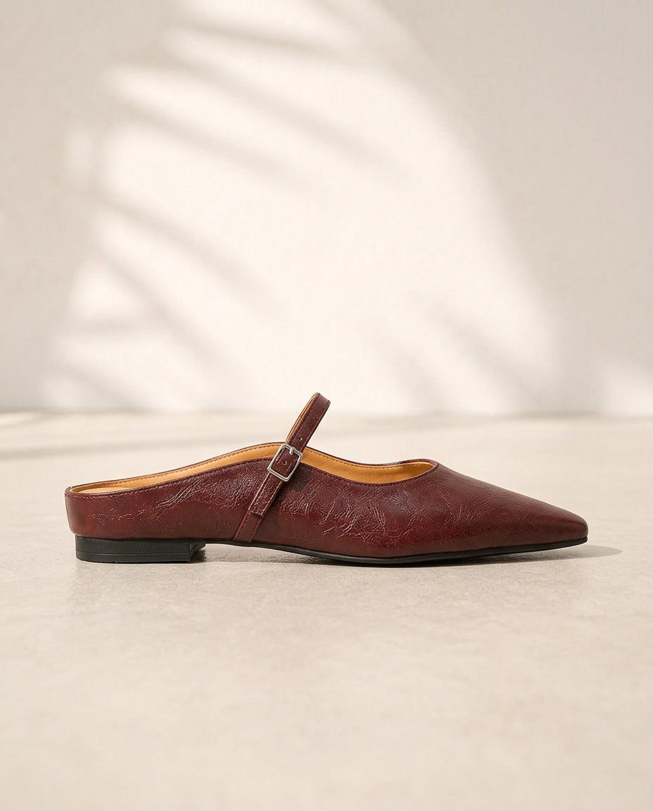 Matilda | Polished Pointed Toe Slip-On Mules