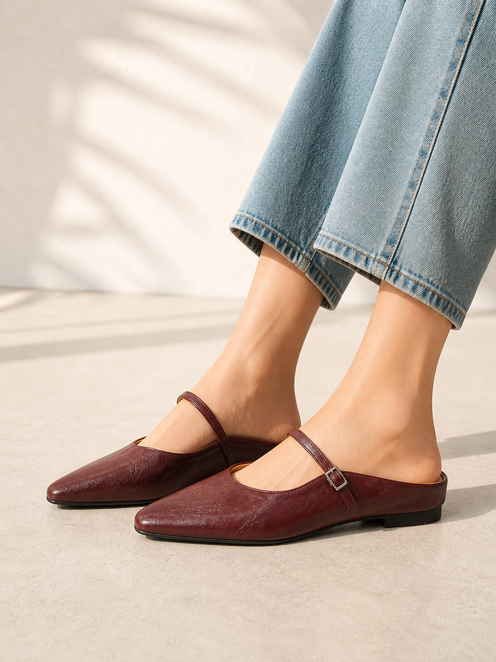 Matilda | Polished Pointed Toe Slip-On Mules