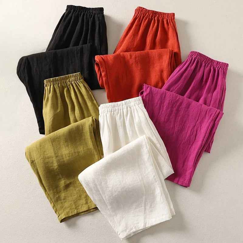 Matilda | Refined Relaxed Wide Leg Linen Pants with Elastic Waist