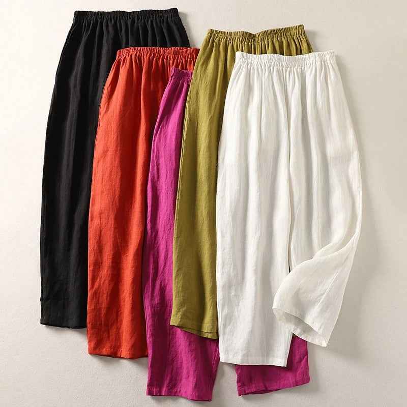 Matilda | Refined Relaxed Wide Leg Linen Pants with Elastic Waist
