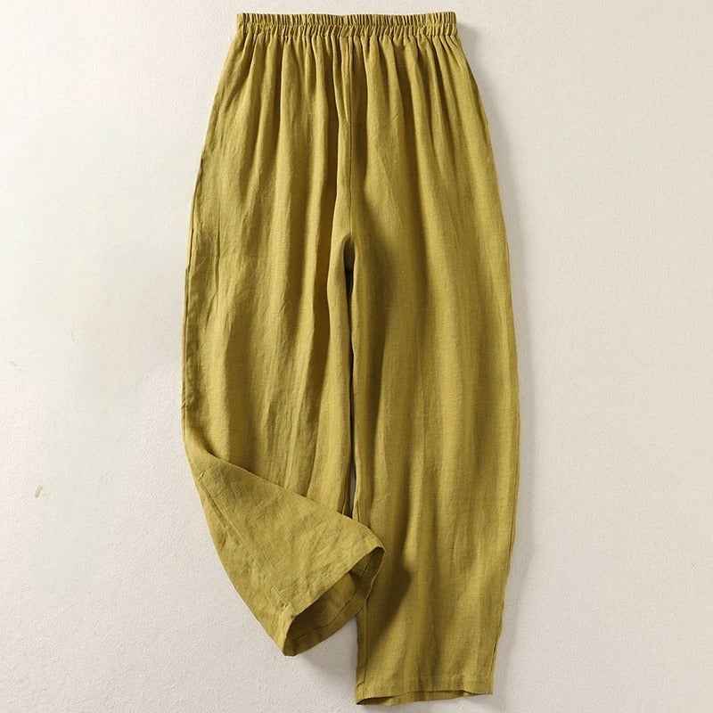 Matilda | Refined Relaxed Wide Leg Linen Pants with Elastic Waist