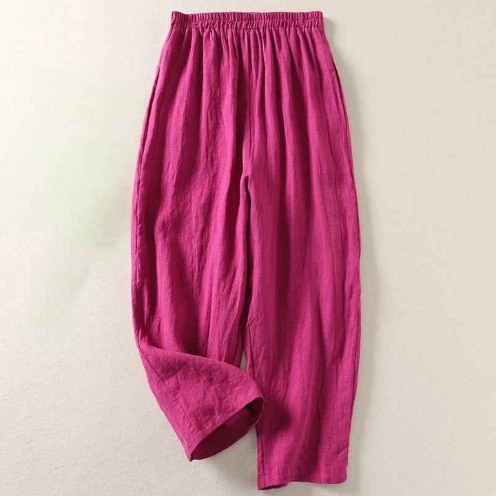 Matilda | Refined Relaxed Wide Leg Linen Pants with Elastic Waist