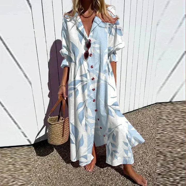 Matilda | Relaxed Floral Boho Dress with Flowing V-Neck Maxi Silhouette