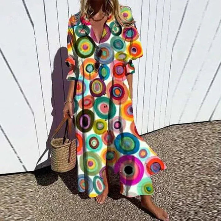 Matilda | Relaxed Floral Boho Dress with Flowing V-Neck Maxi Silhouette