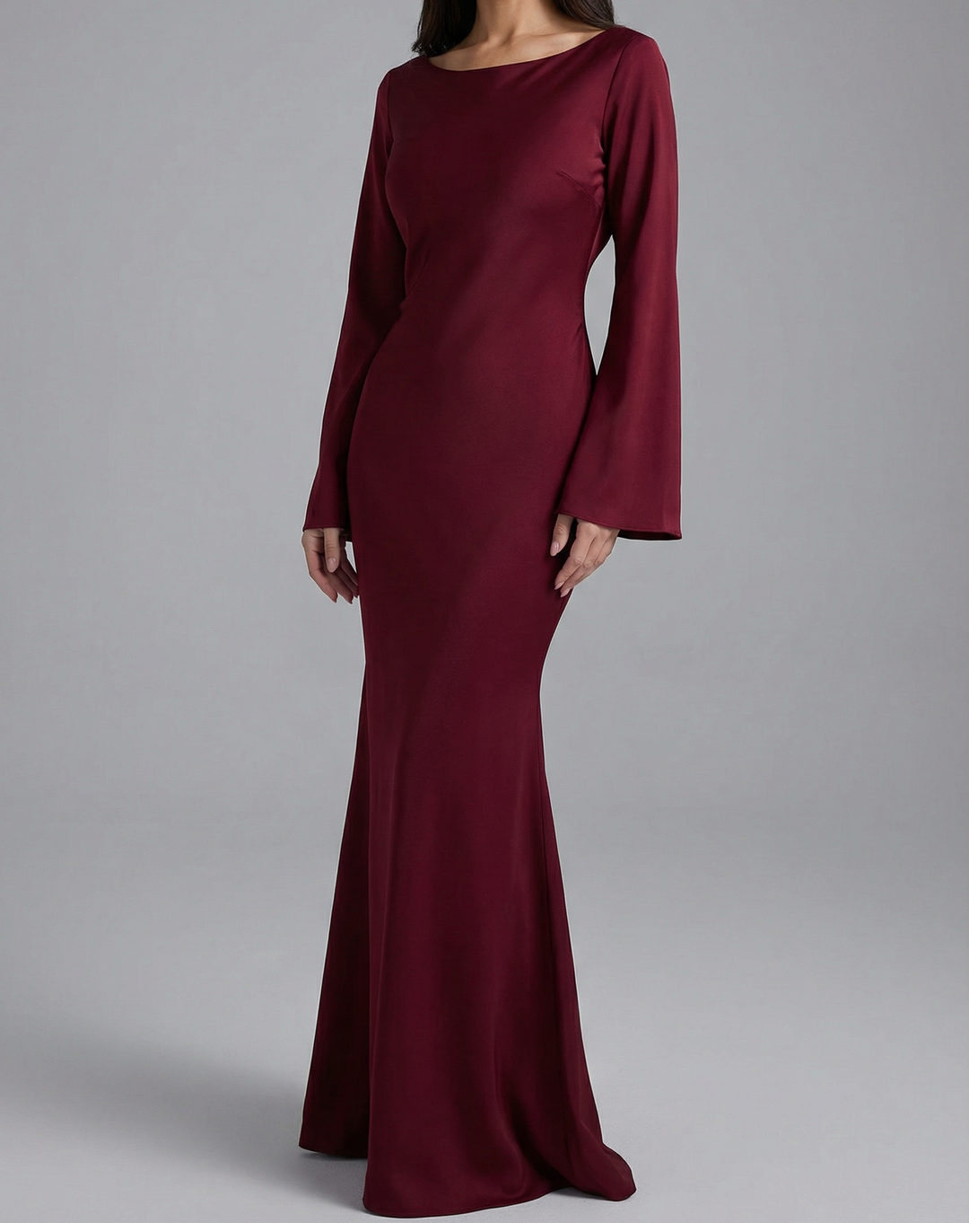 Matilda | Timeless Long Sleeve Satin Formal Dress