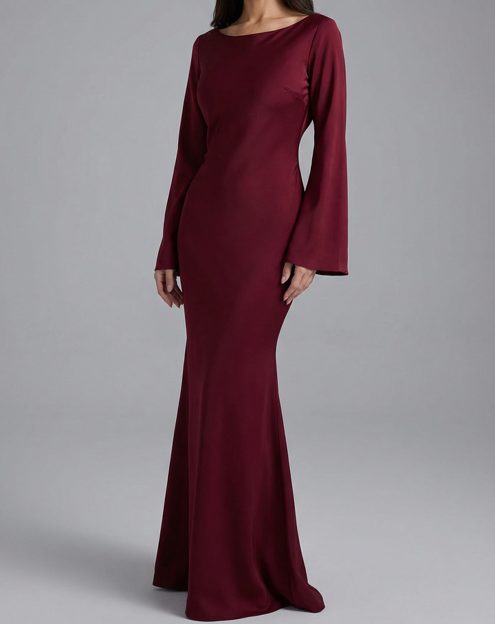 Matilda | Timeless Long Sleeve Satin Formal Dress