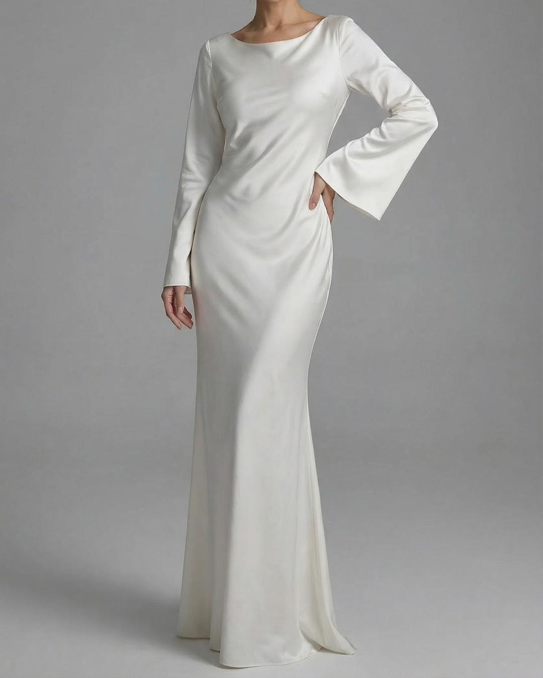 Matilda | Timeless Long Sleeve Satin Formal Dress