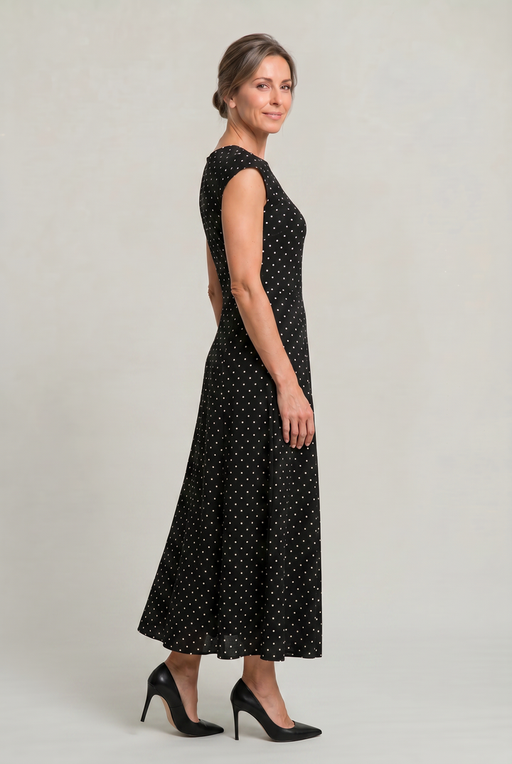 Matilda | Timeless Polka Dot Maxi Party Dress with Cap Sleeves