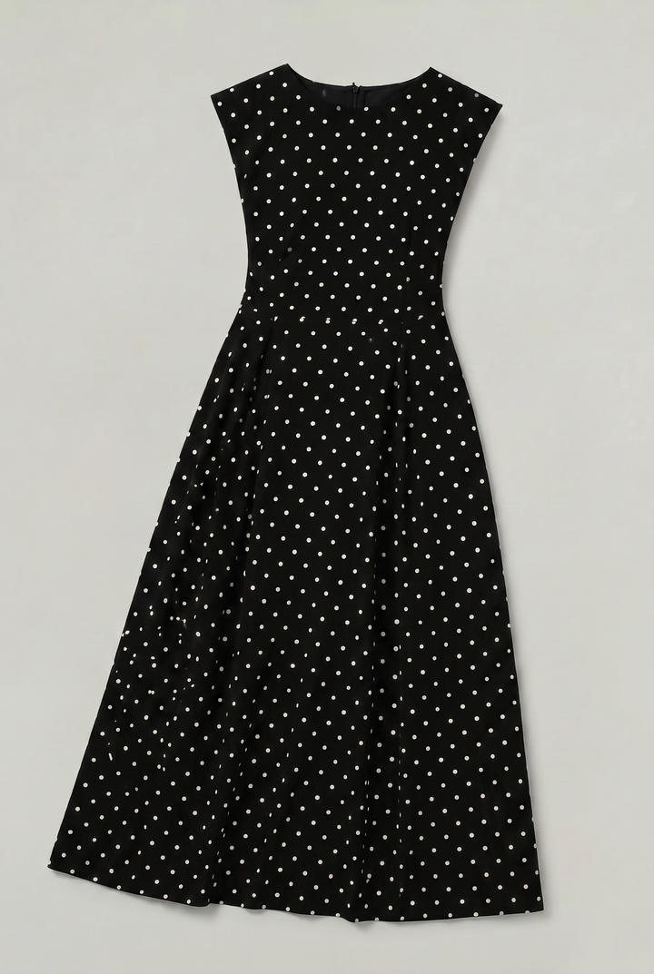 Matilda | Timeless Polka Dot Maxi Party Dress with Cap Sleeves