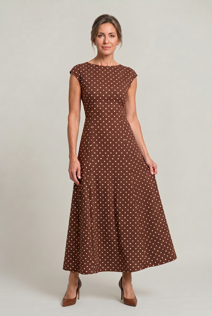 Matilda | Timeless Polka Dot Maxi Party Dress with Cap Sleeves