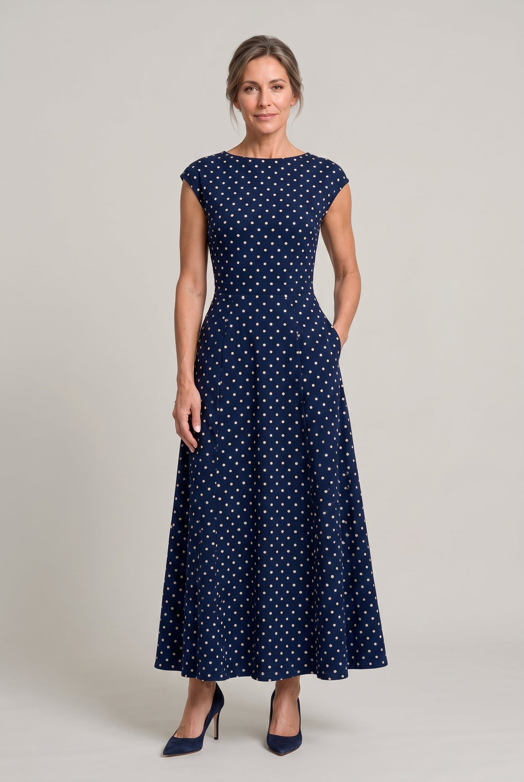 Matilda | Timeless Polka Dot Maxi Party Dress with Cap Sleeves