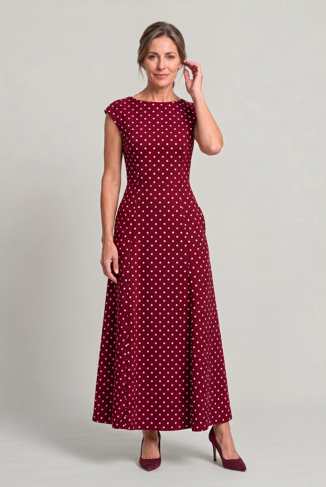 Matilda | Timeless Polka Dot Maxi Party Dress with Cap Sleeves
