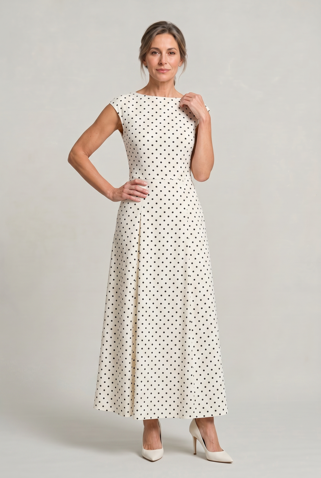 Matilda | Timeless Polka Dot Maxi Party Dress with Cap Sleeves
