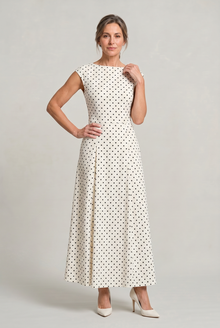 Matilda | Timeless Polka Dot Maxi Party Dress with Cap Sleeves