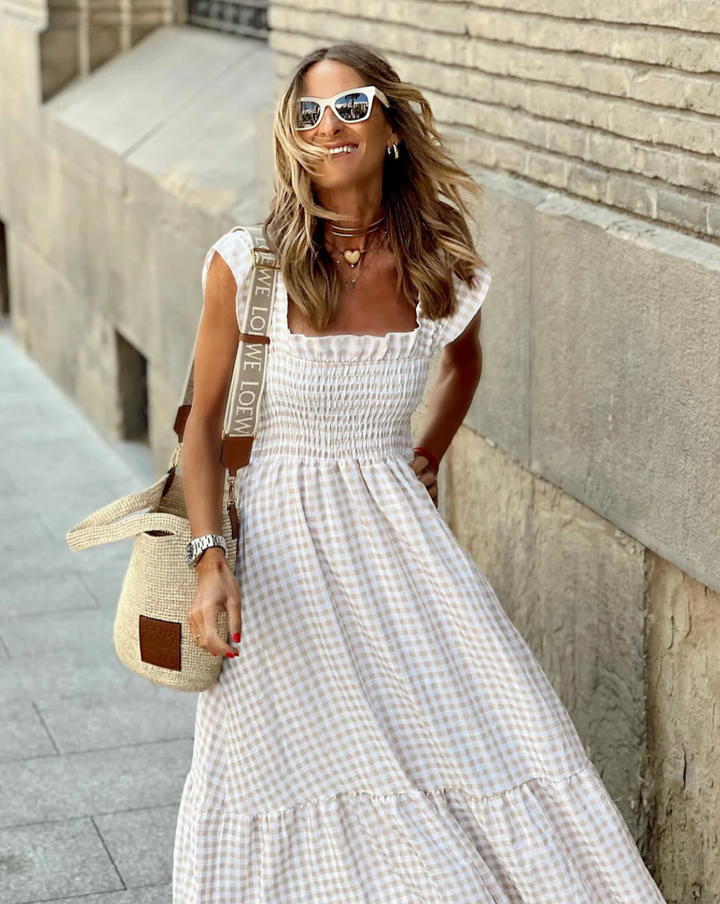 Matilda | Timeless Smocked Gingham Maxi Dress with Flutter Sleeves