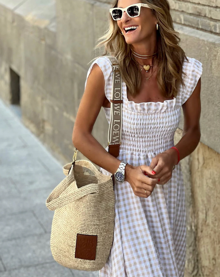 Matilda | Timeless Smocked Gingham Maxi Dress with Flutter Sleeves