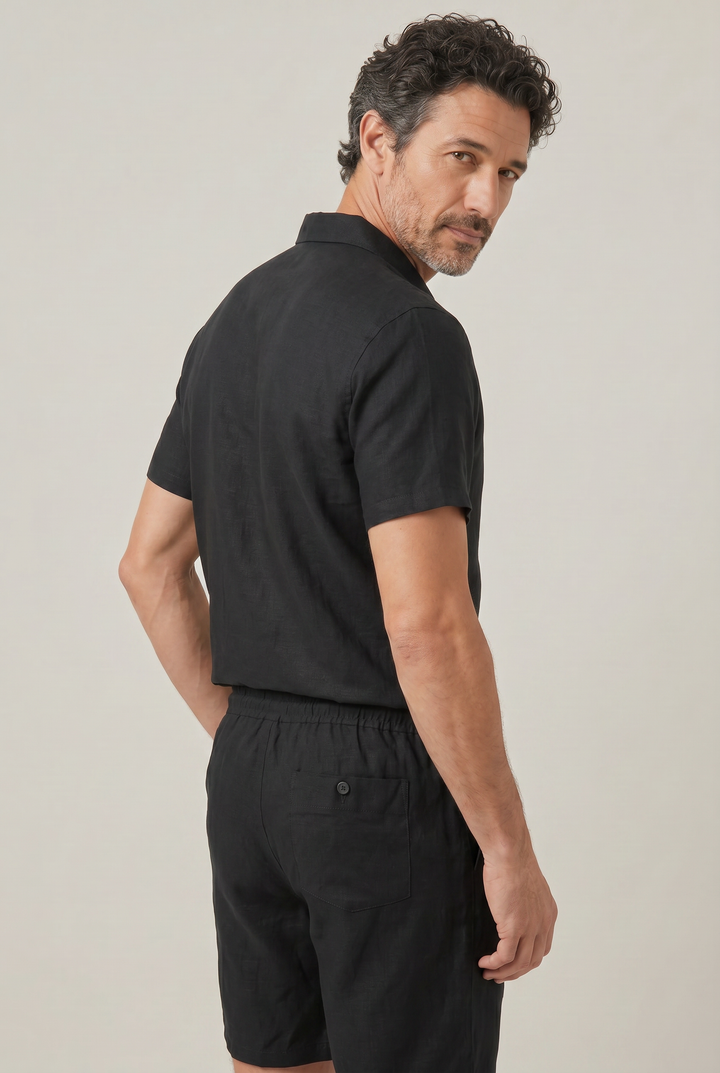 Maverick | Polished Linen Shorts and Polo Shirt Matching Set