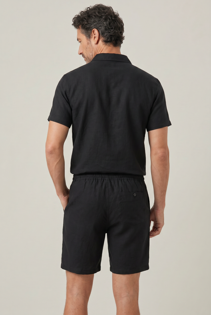 Maverick | Polished Linen Shorts and Polo Shirt Matching Set