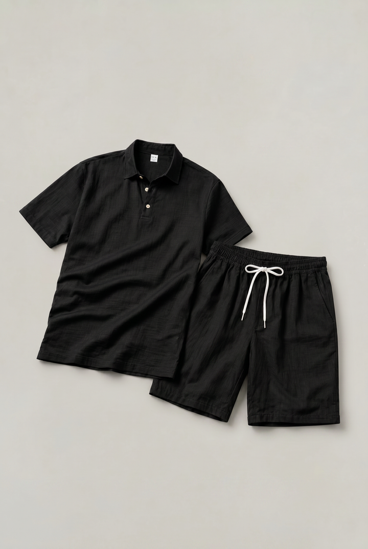 Maverick | Polished Linen Shorts and Polo Shirt Matching Set