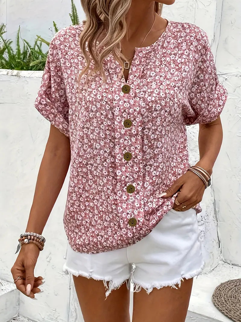 Maya | Classic Ditsy Floral Button-Up Summer Top