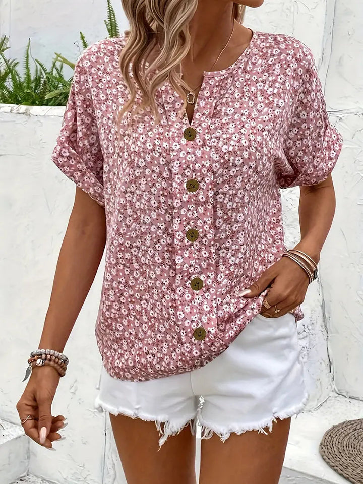 Maya | Classic Ditsy Floral Button-Up Summer Top