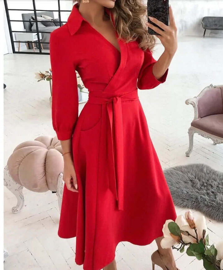 Maya | Refined Collared Wrap Cocktail Dress