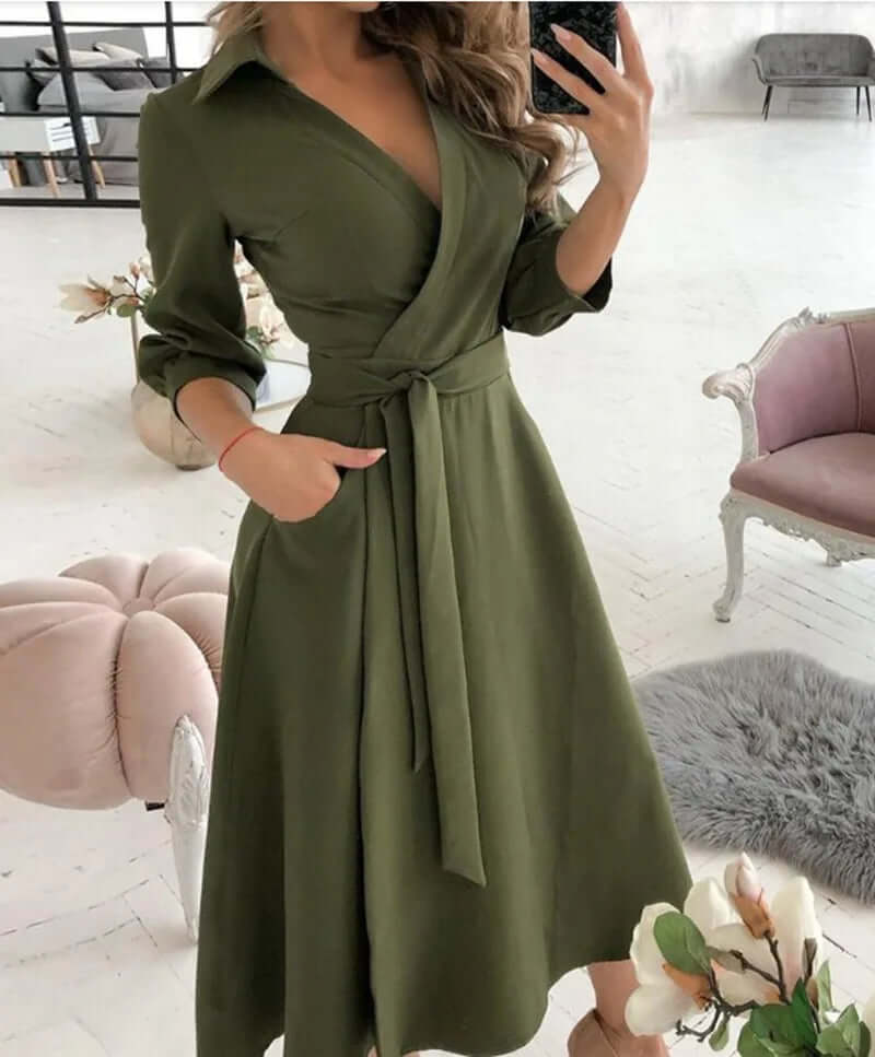 Maya | Refined Collared Wrap Cocktail Dress