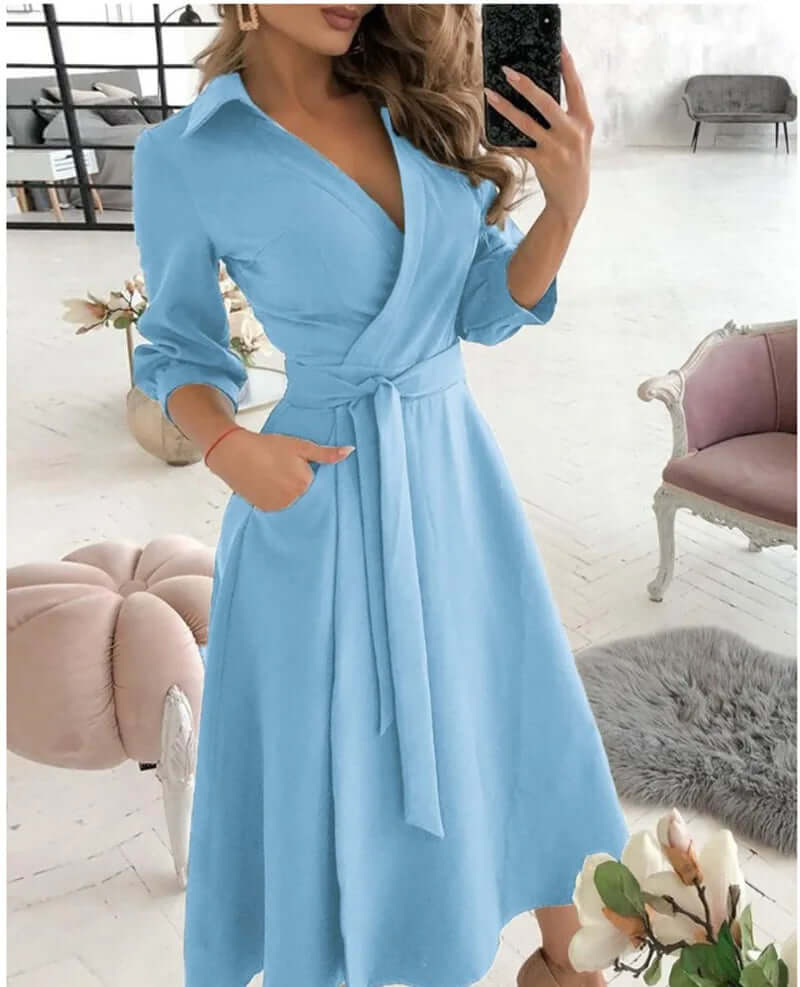Maya | Refined Collared Wrap Cocktail Dress