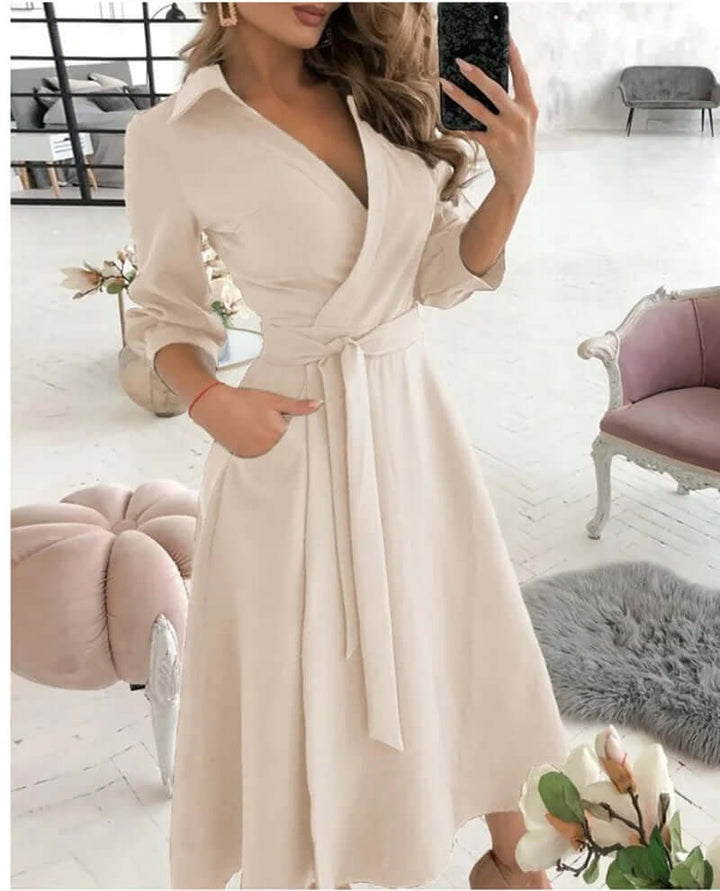 Maya | Refined Collared Wrap Cocktail Dress