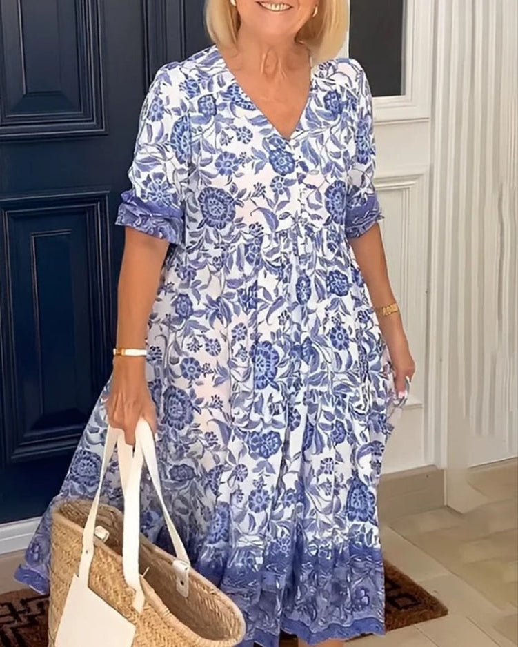 Maya | Sophisticated Floral Tiered Maxi Boho Dress