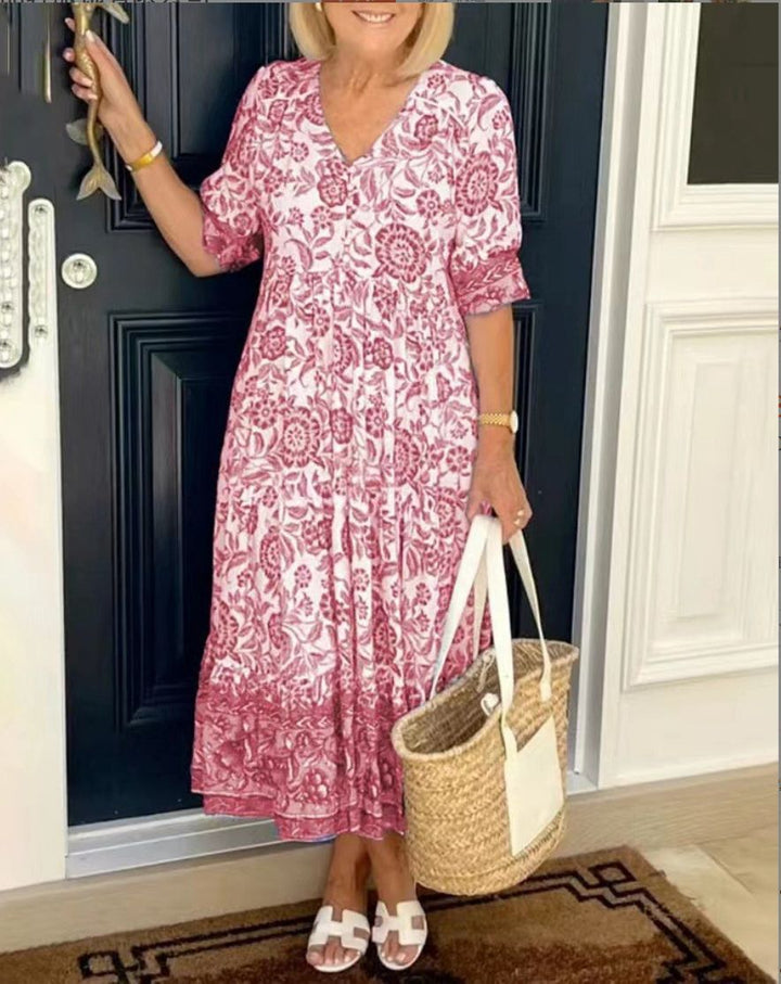 Maya | Sophisticated Floral Tiered Maxi Boho Dress