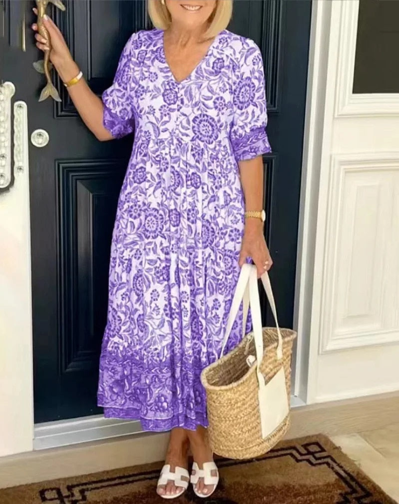 Maya | Sophisticated Floral Tiered Maxi Boho Dress