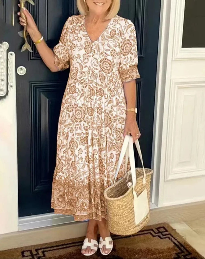 Maya | Sophisticated Floral Tiered Maxi Boho Dress