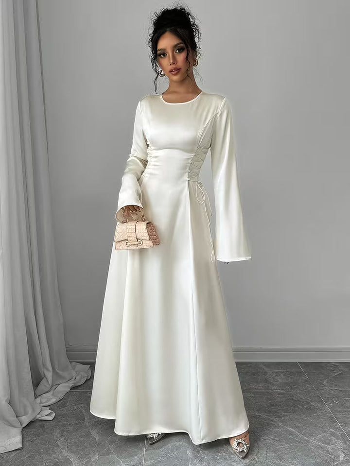 Mia | Bell Sleeve Lace-Up Cocktail Maxi Dress