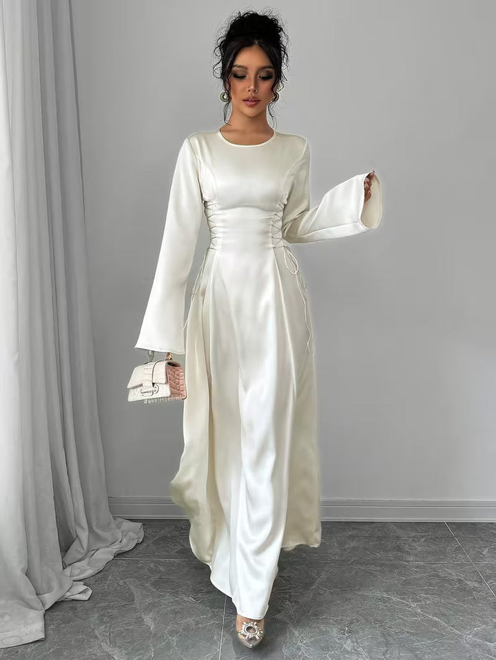 Mia | Bell Sleeve Lace-Up Cocktail Maxi Dress
