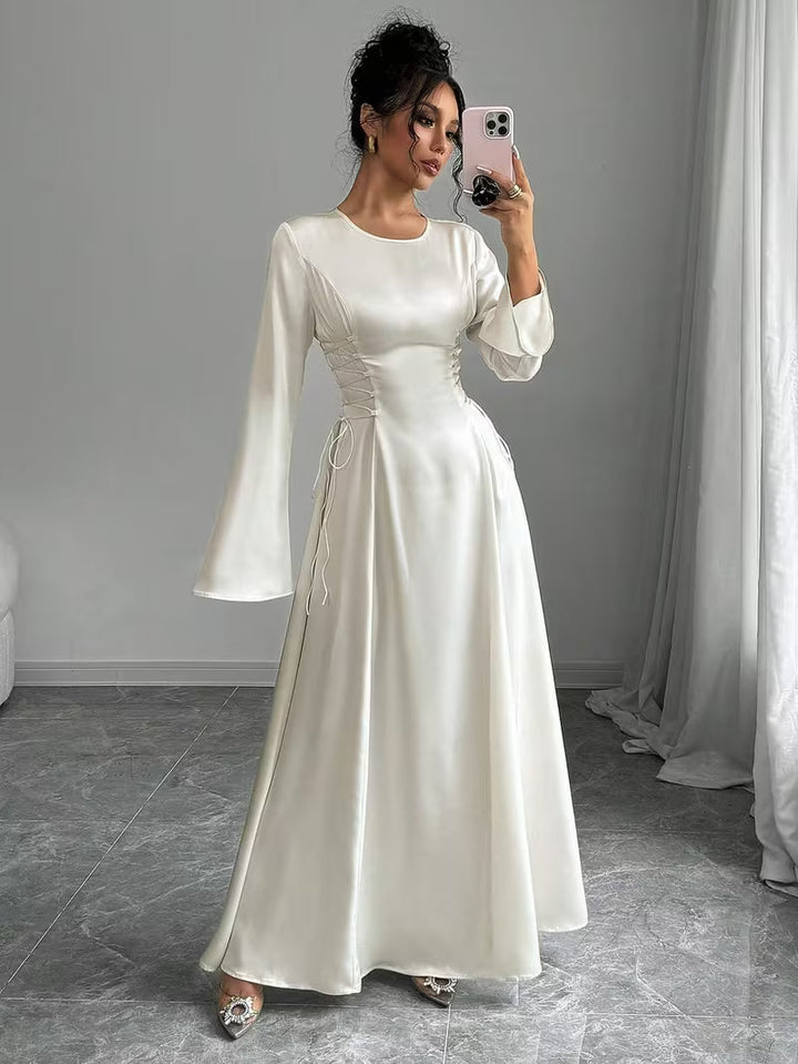 Mia | Bell Sleeve Lace-Up Cocktail Maxi Dress
