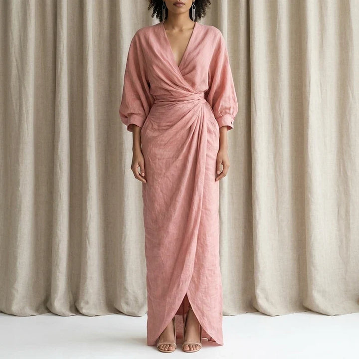 Mia | Effortless Wrap Maxi Linen Dress Women