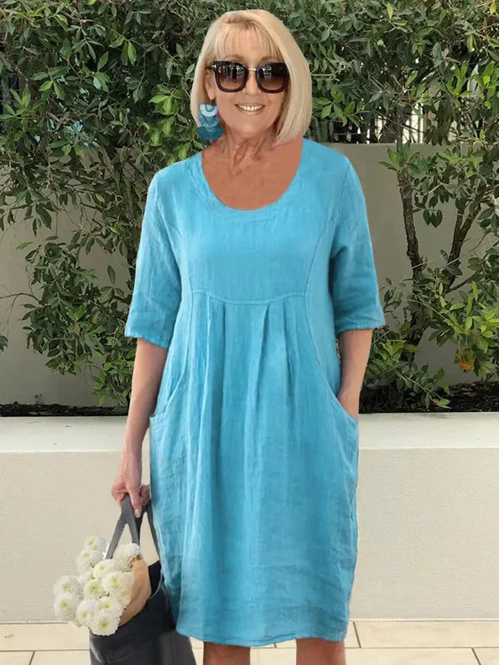 Mia | Elegant Relaxed Pocket Midi Casual Dress